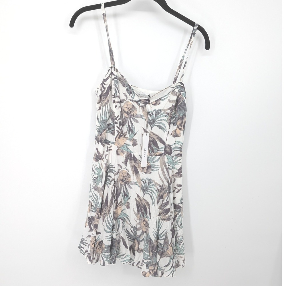 Aritzia Talula Lipinski Dress Women 4 White Floral Tropical Mini Sundress Resort